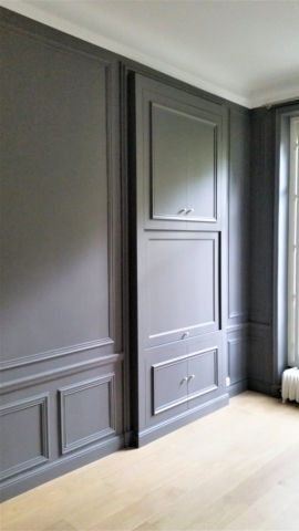 salon parquet moulure floor molding Menuiserie Ébénisterie Agencement sur mesure carpentry cabinetmaking bespoke appartement parisien haussmanien villa